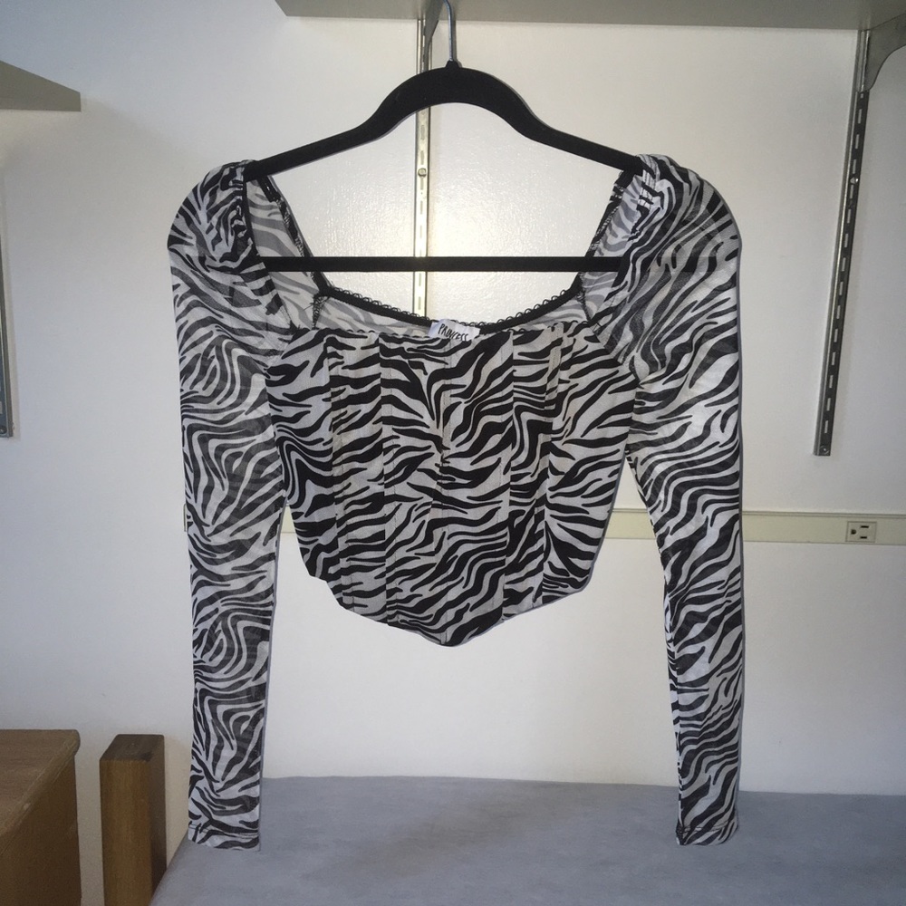 Princess Polly zebra corset with mesh sleeves